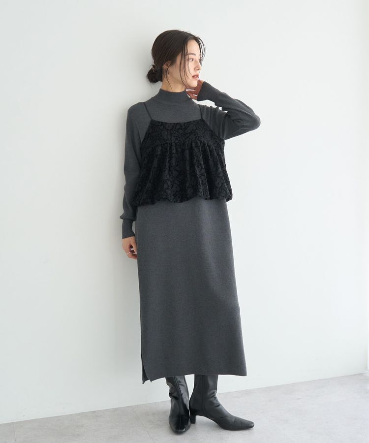 YECCA VECCA「【2点SET】バルーンキャミ付きニットワンピース」|ワンピース|