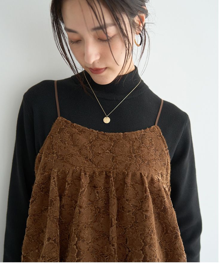 YECCA VECCA「【2点SET】バルーンキャミ付きニットワンピース」|ワンピース|