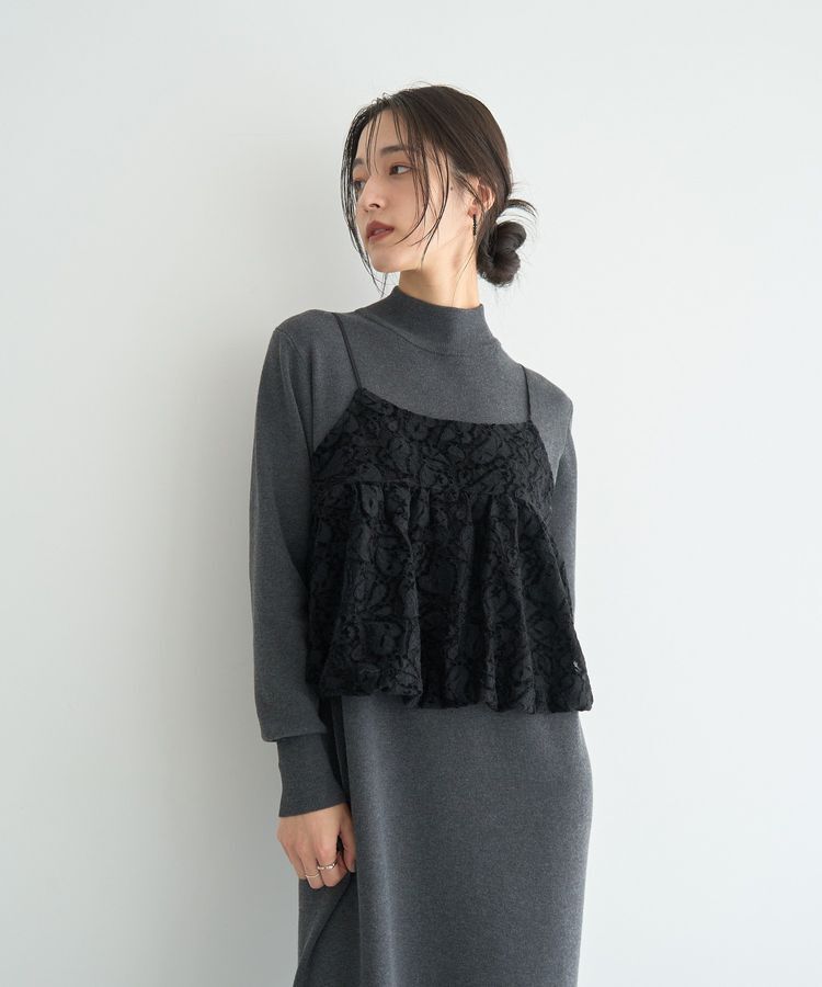 YECCA VECCA「【2点SET】バルーンキャミ付きニットワンピース」|ワンピース|