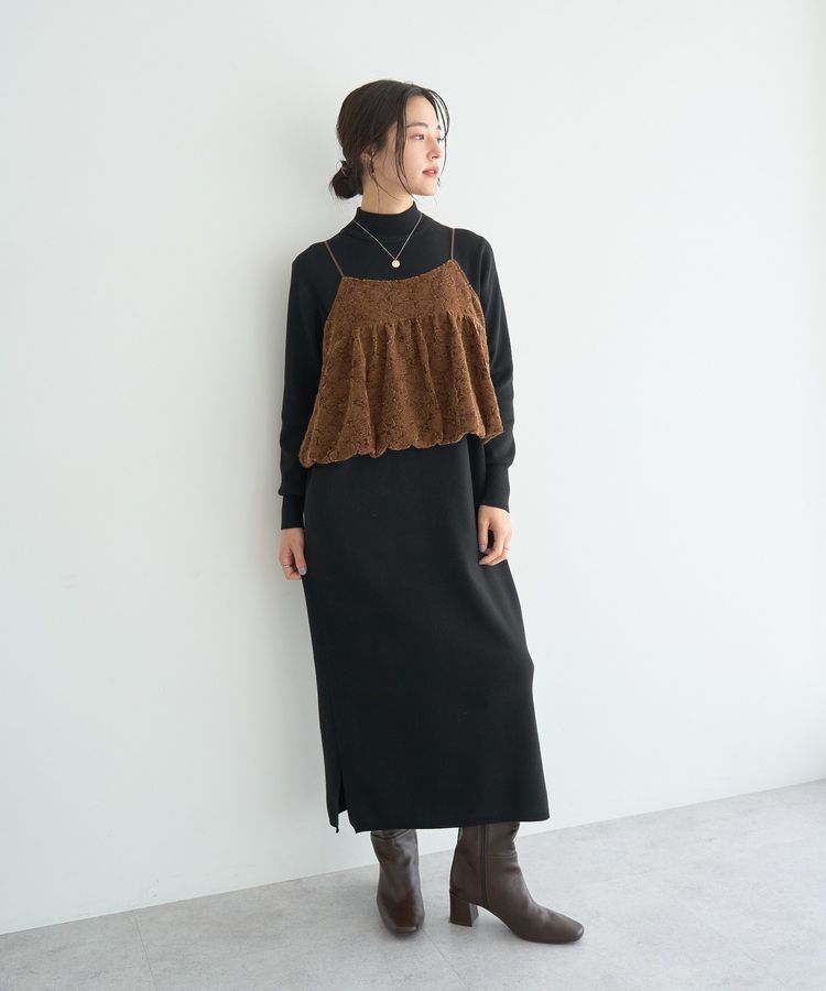 YECCA VECCA「【2点SET】バルーンキャミ付きニットワンピース」|ワンピース|