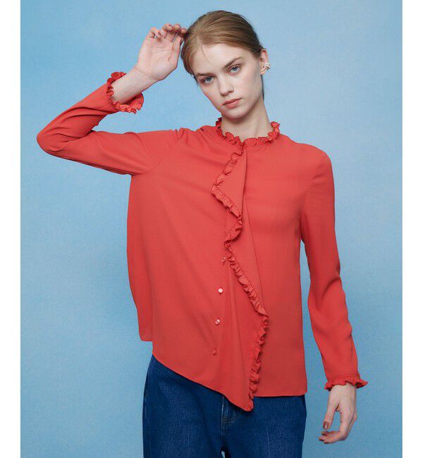 LOULOU WILLOUGHBY「【LOULOU WILLOUGHBY】ヘムフリルドレープブラウス」|シャツ・ブラウス|