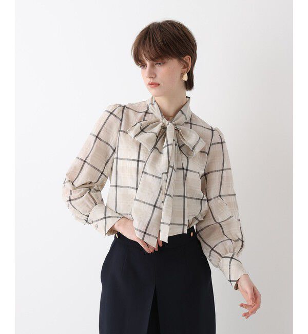allureville「シアーチェックボウブラウス」|シャツ・ブラウス|