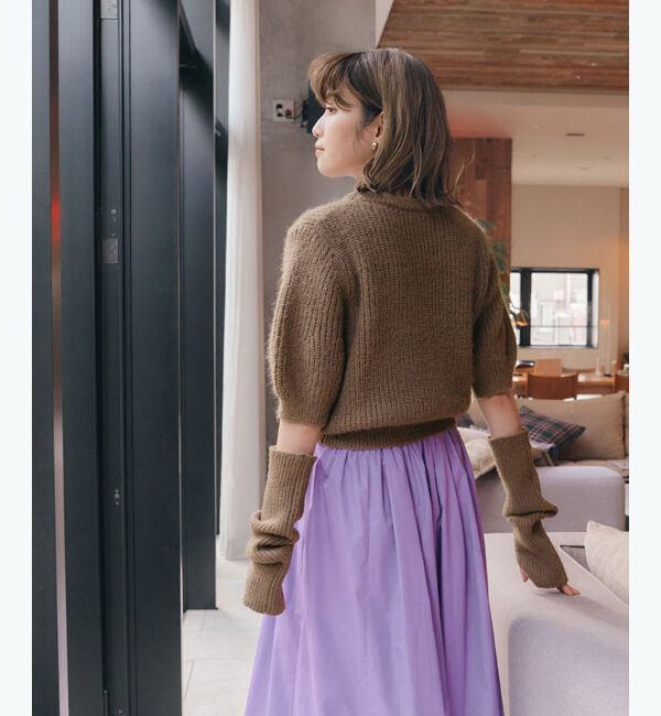 titivate「アームウォーマー付パフスリーブニット」|ニット・セーター|