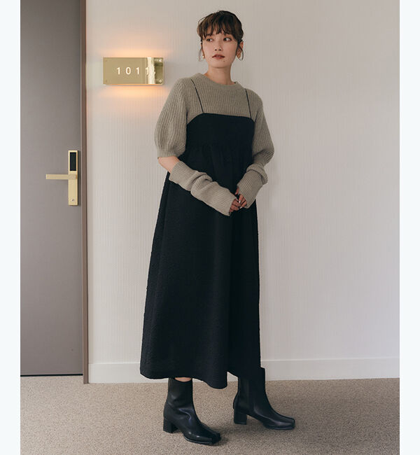 titivate「アームウォーマー付パフスリーブニット」|ニット・セーター|