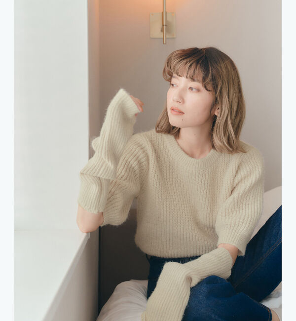 titivate「アームウォーマー付パフスリーブニット」|ニット・セーター|