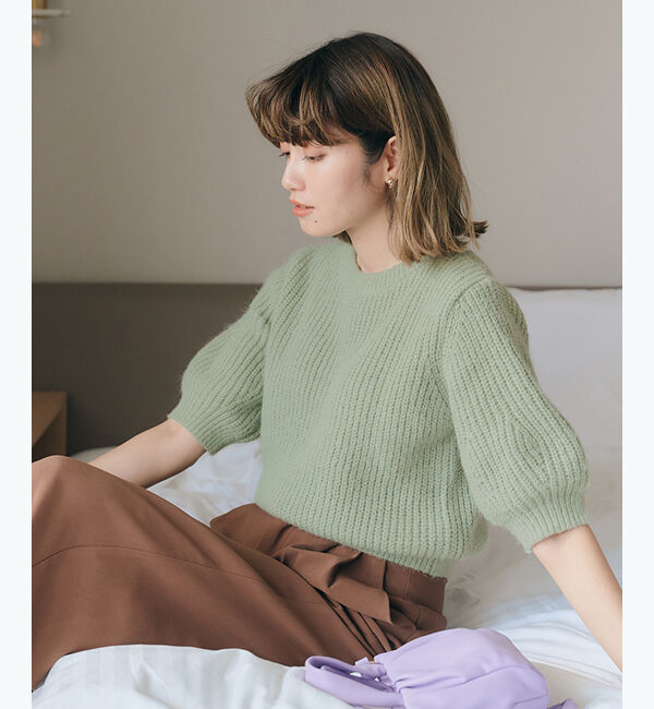 titivate「アームウォーマー付パフスリーブニット」|ニット・セーター|