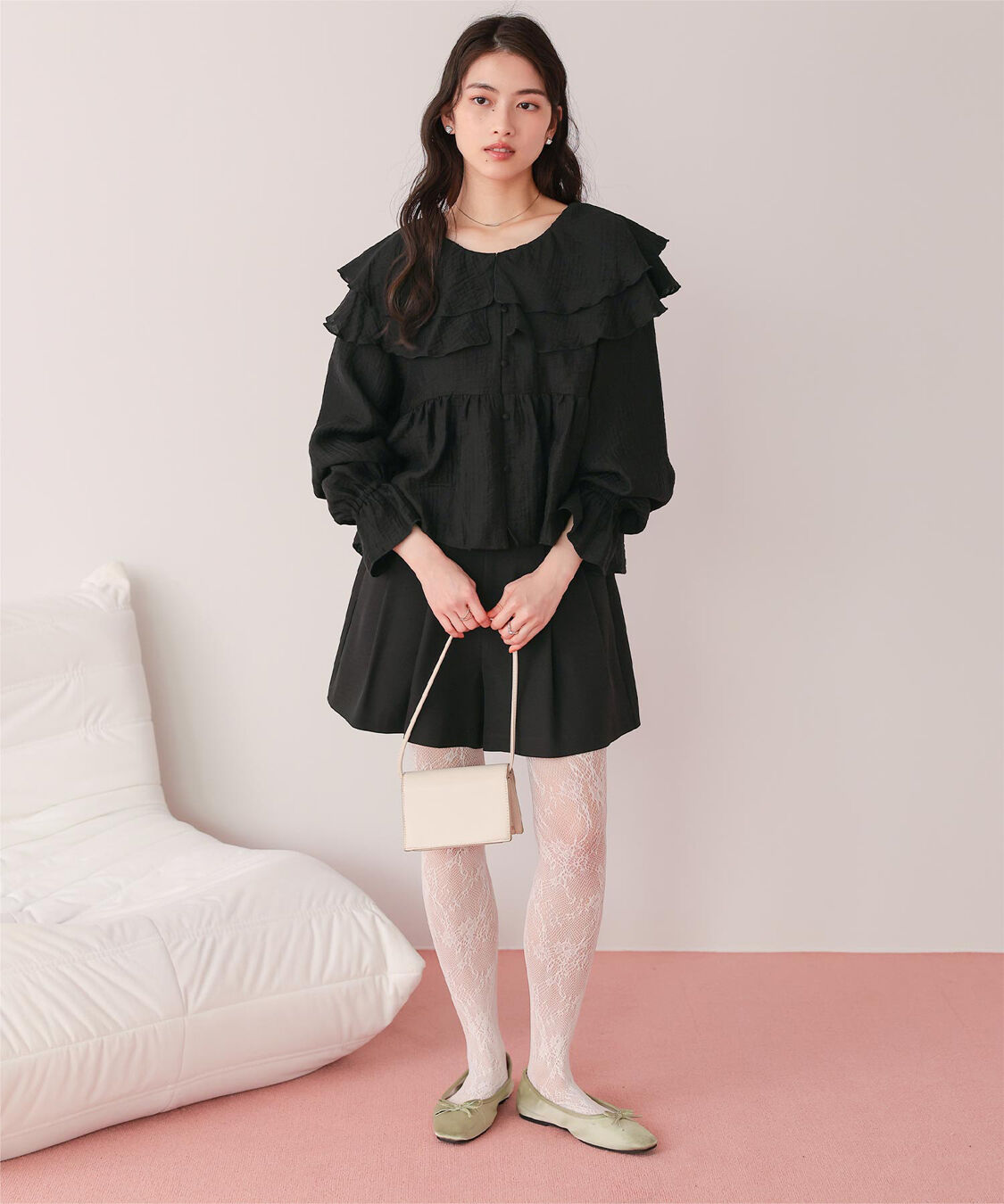 titivate「ペプラムギャザーラッフルフリルブラウス」|シャツ・ブラウス|