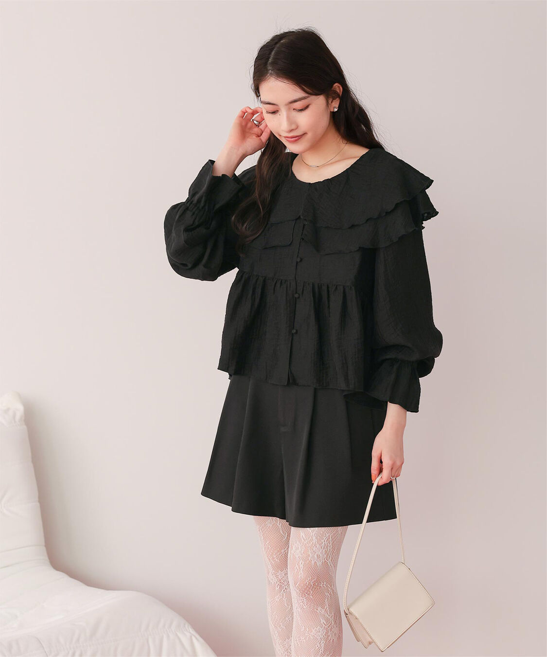 titivate「ペプラムギャザーラッフルフリルブラウス」|シャツ・ブラウス|