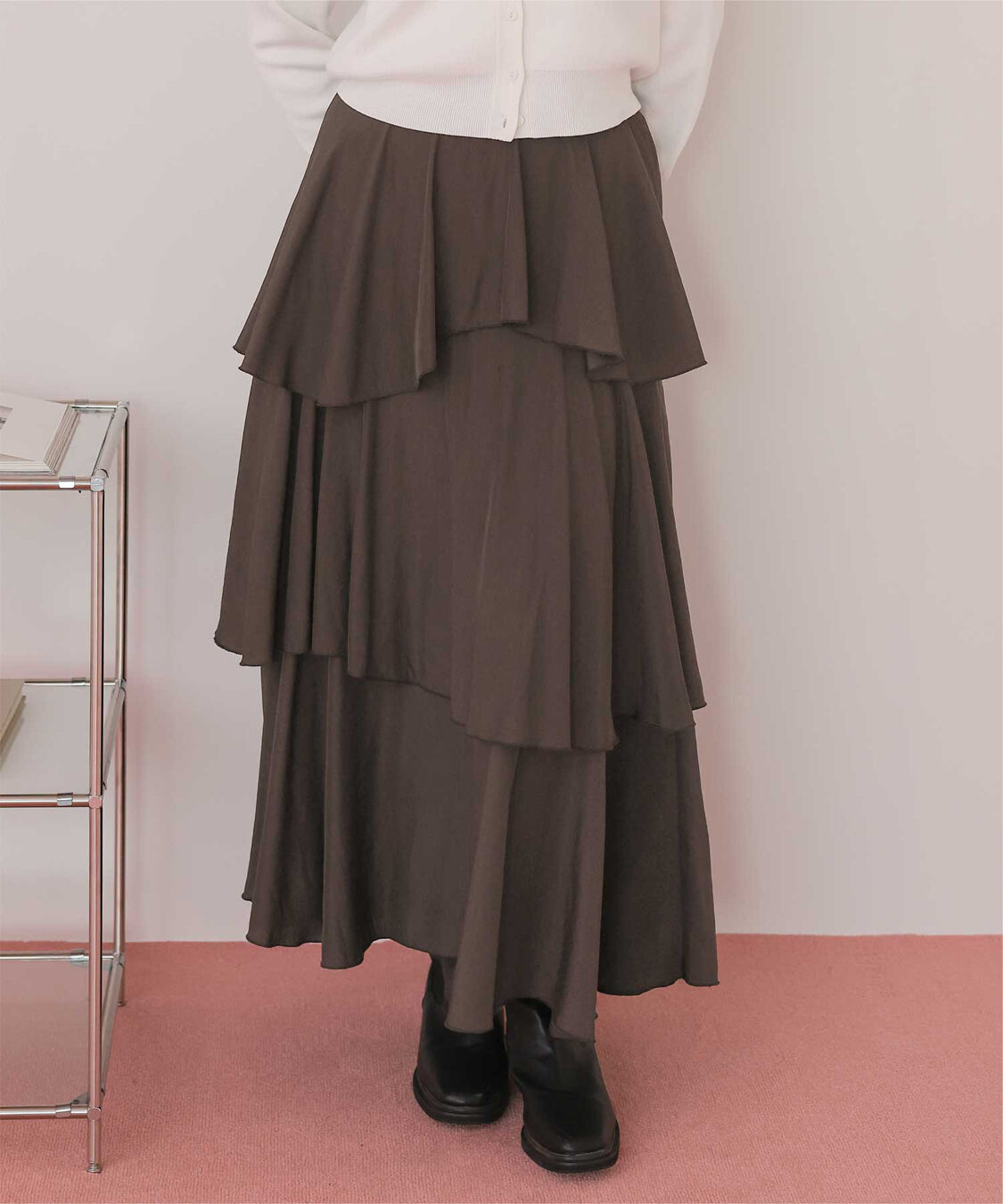 titivate「ランダムヘムティアードスカート」|スカート|ダークブラウン
