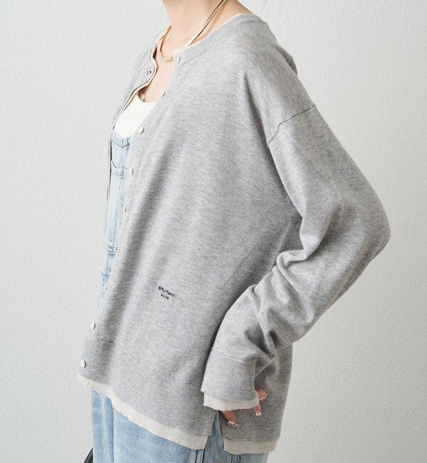  「レイヤード風配色ニットカーディガン」|カーディガン|