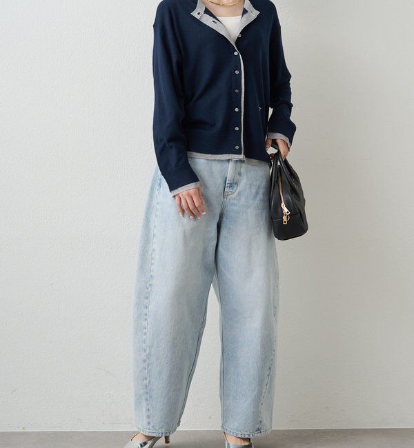  「レイヤード風配色ニットカーディガン」|カーディガン|