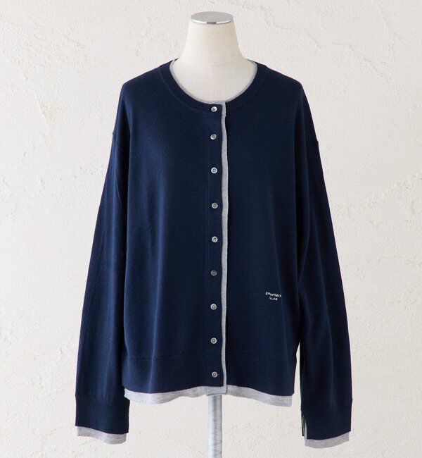  「レイヤード風配色ニットカーディガン」|カーディガン|