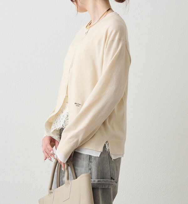  「レイヤード風配色ニットカーディガン」|カーディガン|