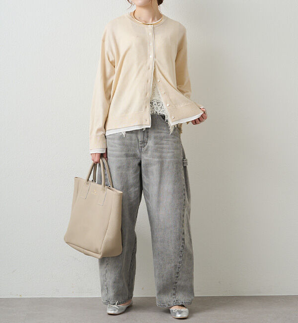  「レイヤード風配色ニットカーディガン」|カーディガン|