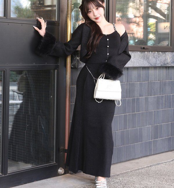  「スリット入りニットスカート」|スカート|