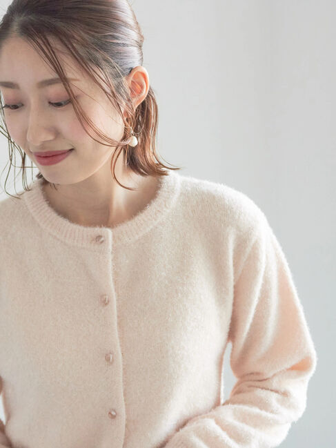 Te chichi「ラメシャギークルーネックカーディガン」|カーディガン|ピンク
