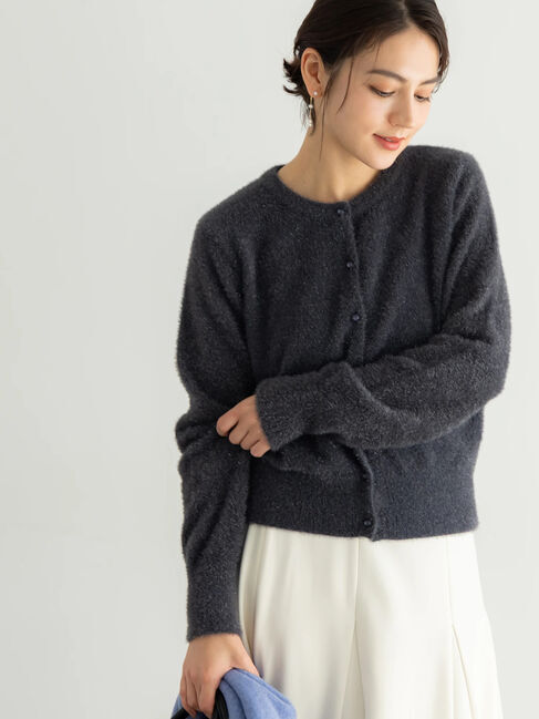 Te chichi「ラメシャギークルーネックカーディガン」|カーディガン|チャコールグレー