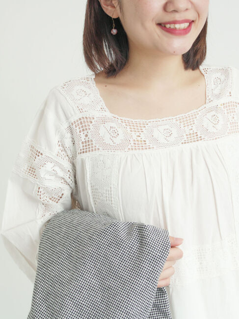 Samansa Mos2「ローズ柄レーススクエアネックワンピース」|ワンピース|