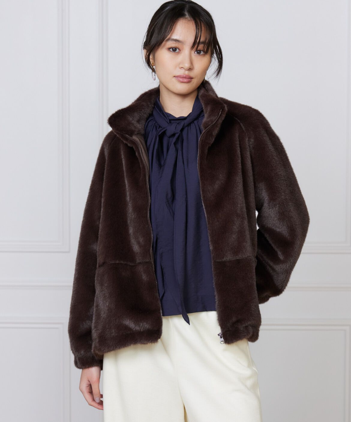 Le Souk「フェイクファースタンドブルゾン」|その他|ダークブラウ 4