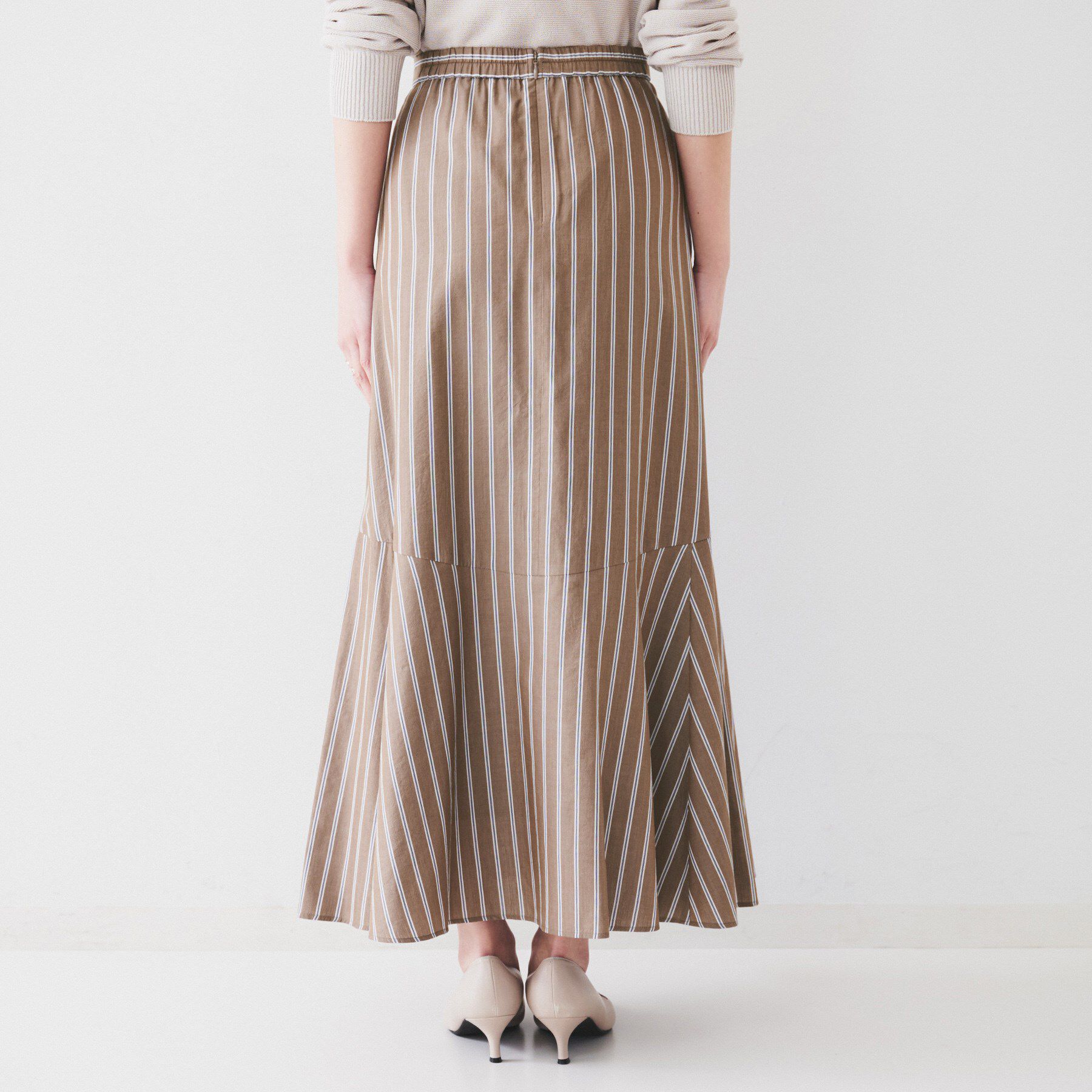 UNTITLED「【後ろウエストゴム/マーメイド】ストライプフレアスカート」|スカート|
