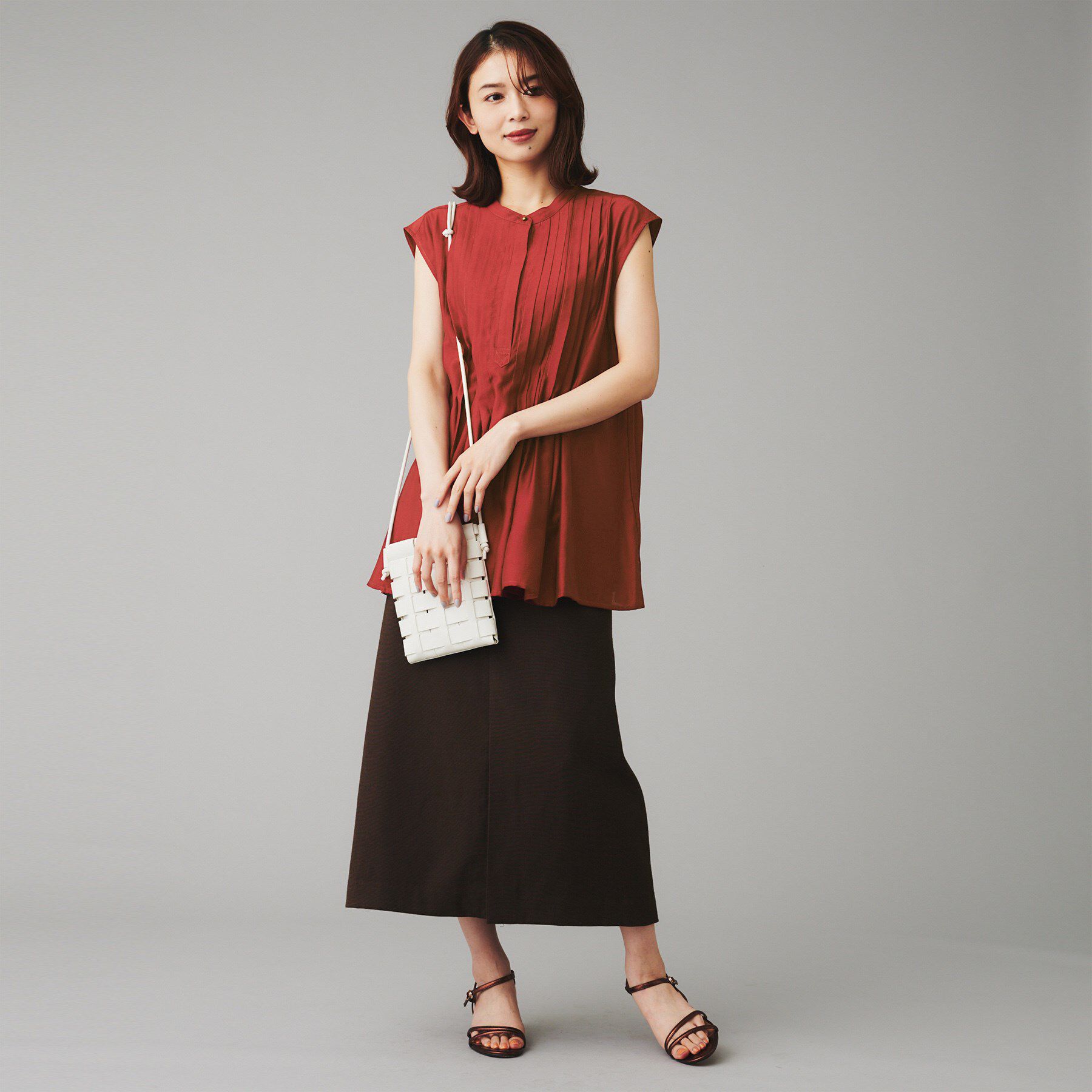 UNTITLED「【CHIGON】タックフレア フレンチブラウス」|シャツ・ブラウス|