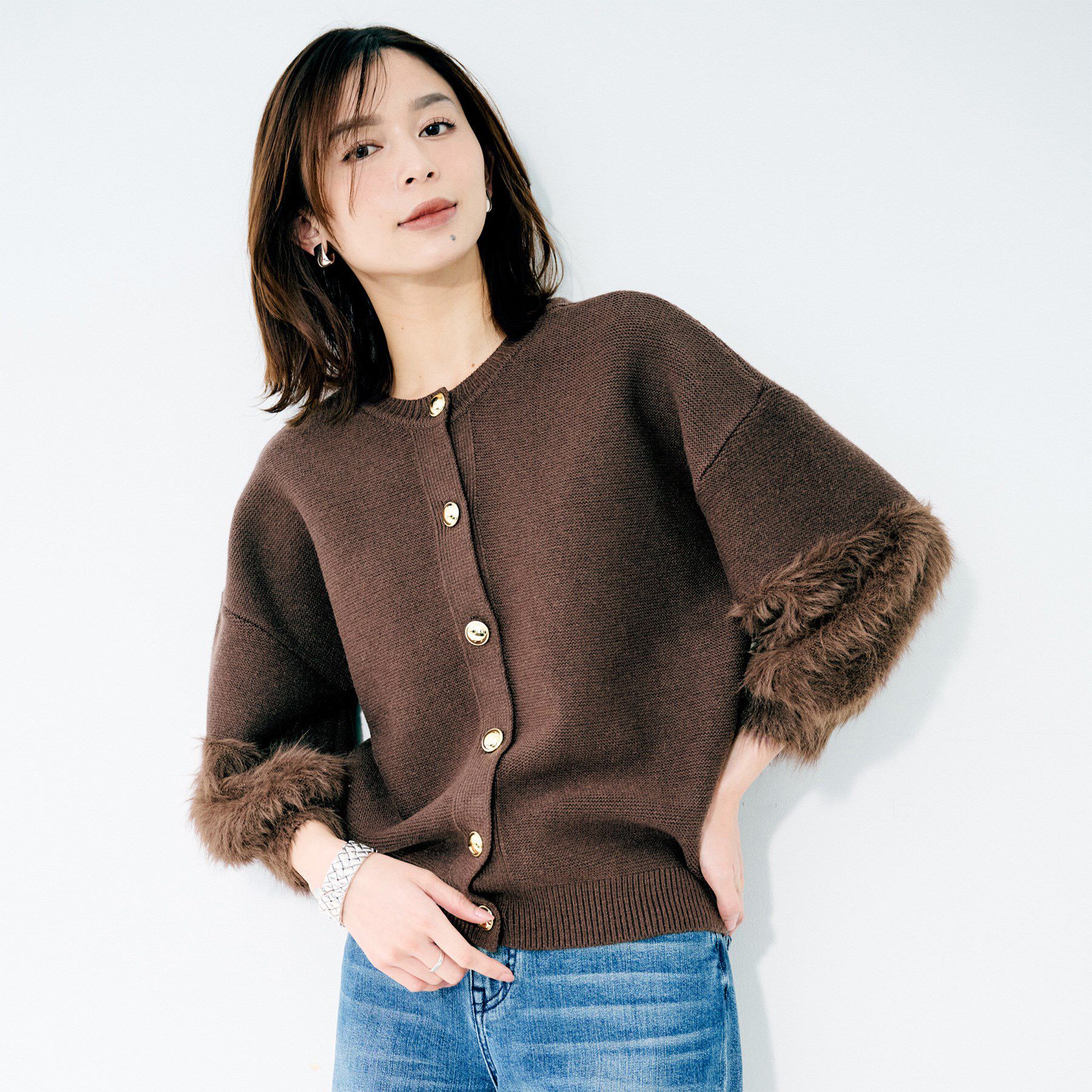 UNTITLED「【TORRAZZO DONNA】ファースリーブ2wayプルオーバー」|Tシャツ・カットソー|