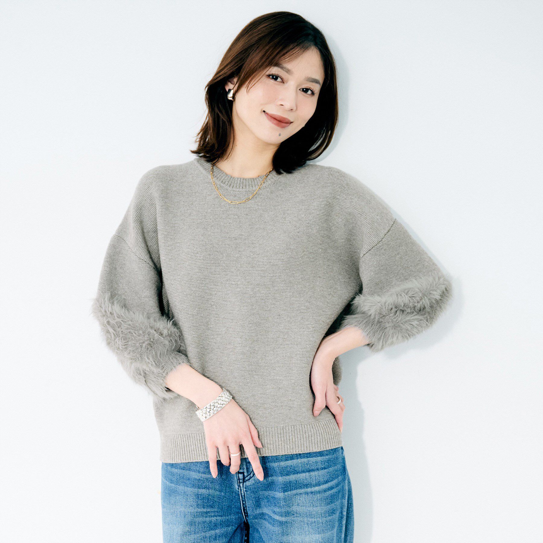 UNTITLED「【TORRAZZO DONNA】ファースリーブ2wayプルオーバー」|Tシャツ・カットソー|