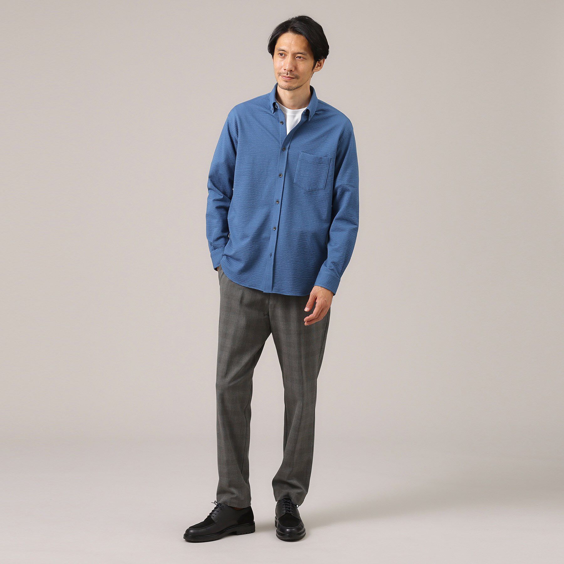 TAKEO KIKUCHI「【抗菌防臭/シーズンレス】シアサッカー ジャージシャツ」|シャツ・ブラウス|