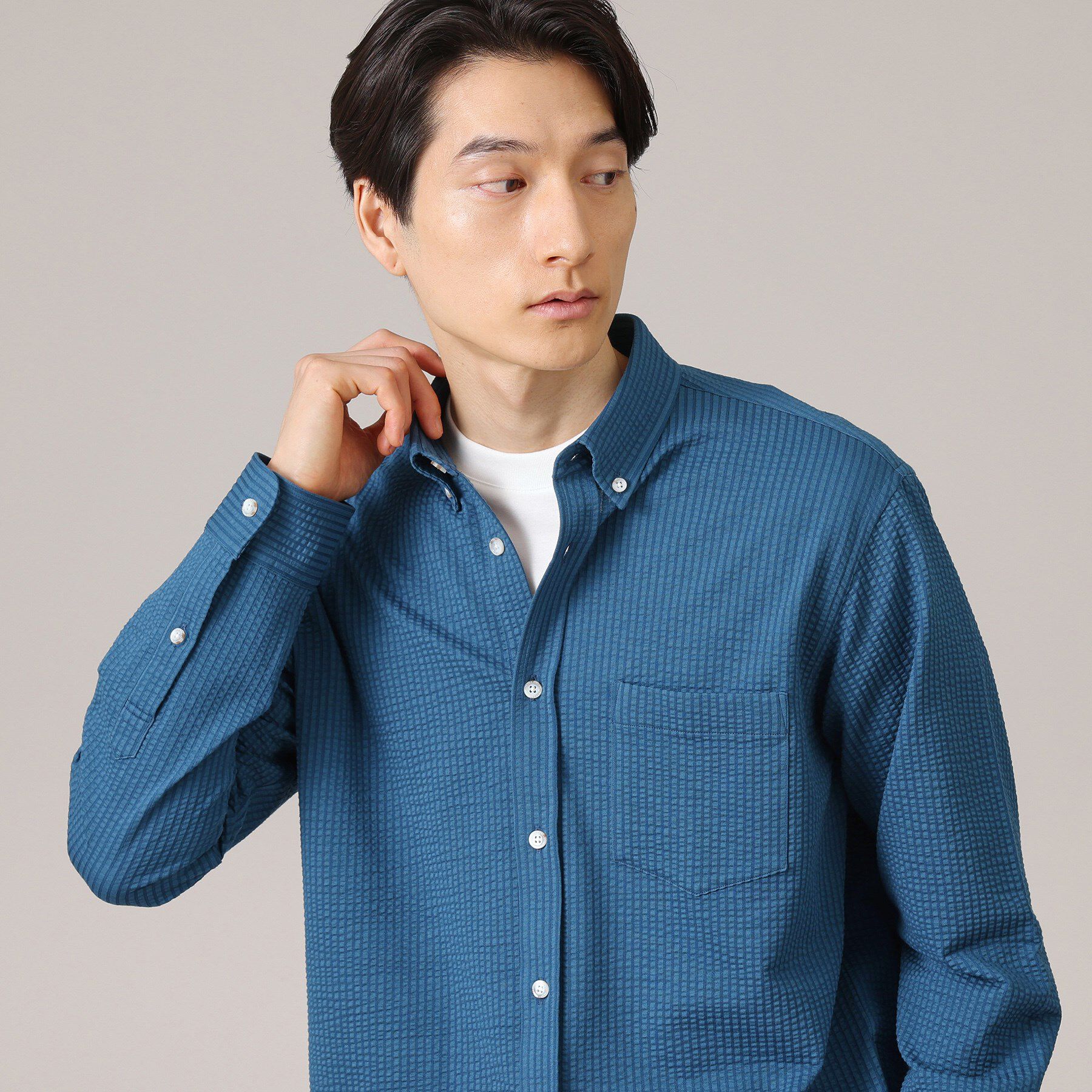 TAKEO KIKUCHI「【抗菌防臭/シーズンレス】シアサッカー ジャージシャツ」|シャツ・ブラウス|