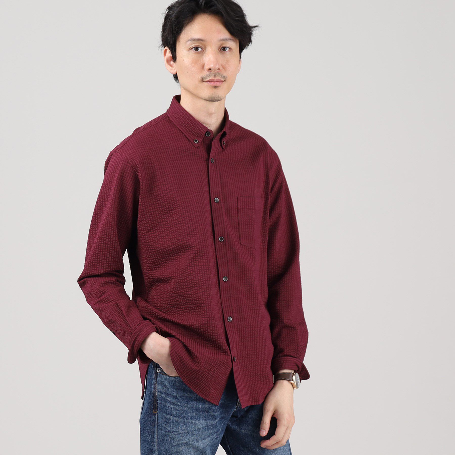 TAKEO KIKUCHI「【抗菌防臭/シーズンレス】シアサッカー ジャージシャツ」|シャツ・ブラウス|ﾎﾞﾙﾄﾞｰ(064)