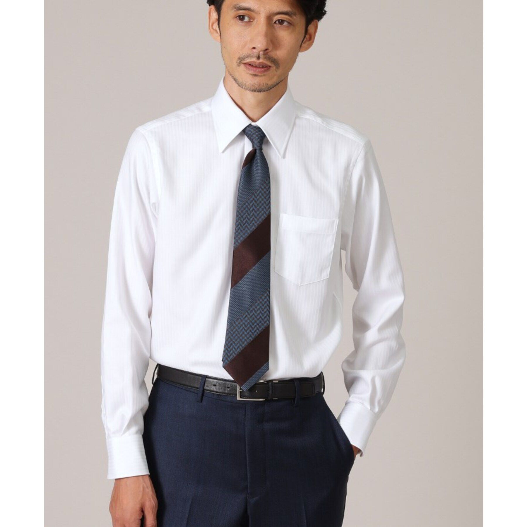 TAKEO KIKUCHI「ドビーストライプ ビジネス シャツ」|シャツ・ブラウス|ホワイト(001)