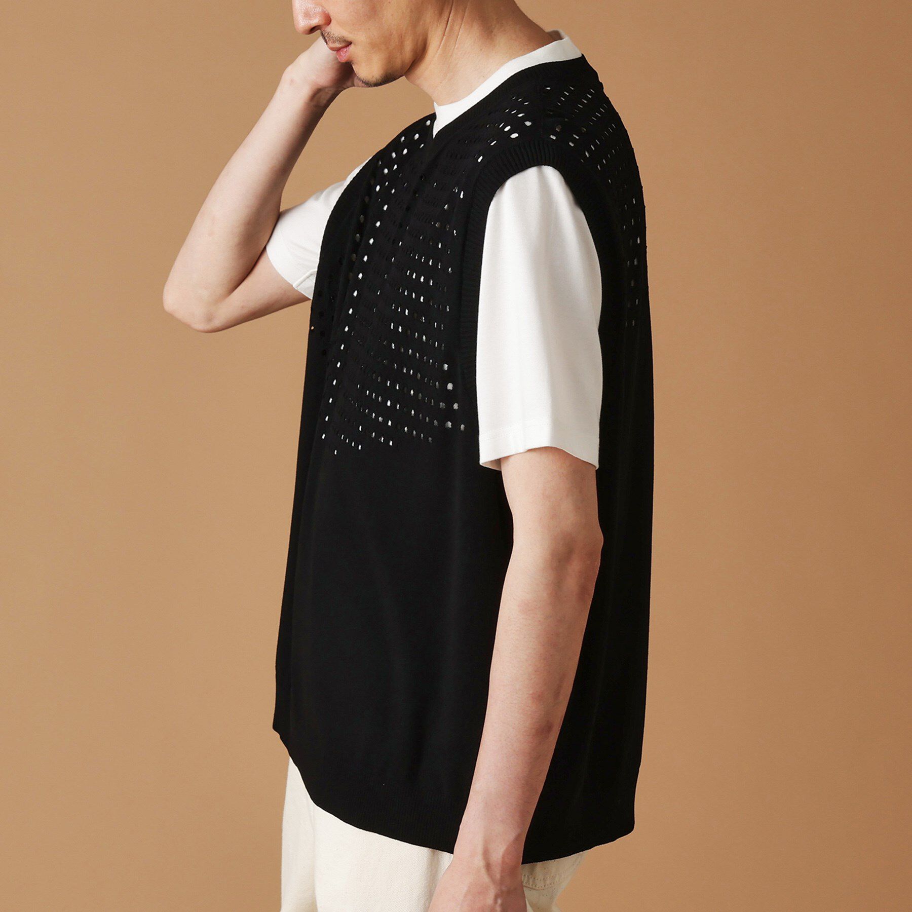 40CARATS&525「透け編みニットべスト」|ニット・セーター|