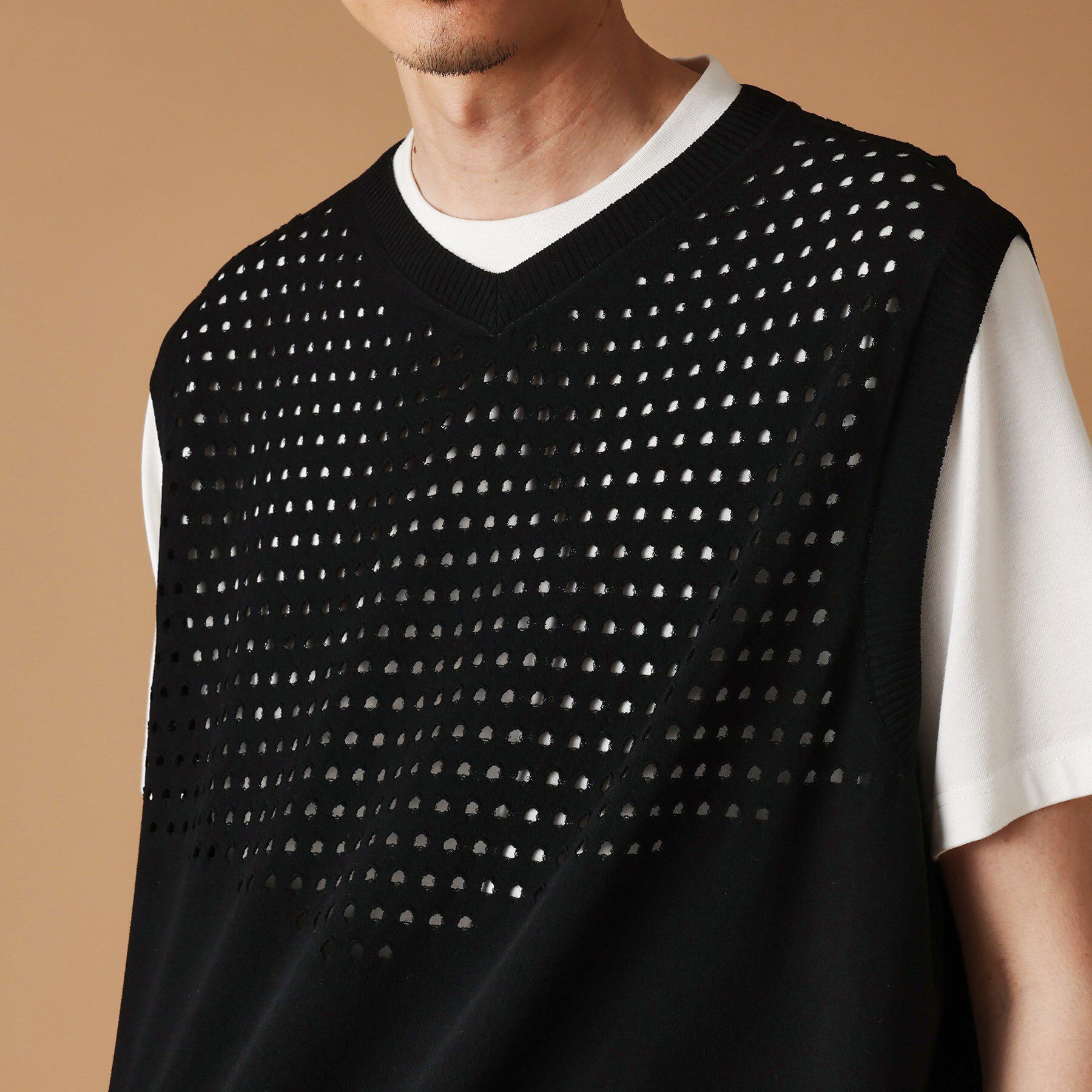 40CARATS&525「透け編みニットべスト」|ニット・セーター|