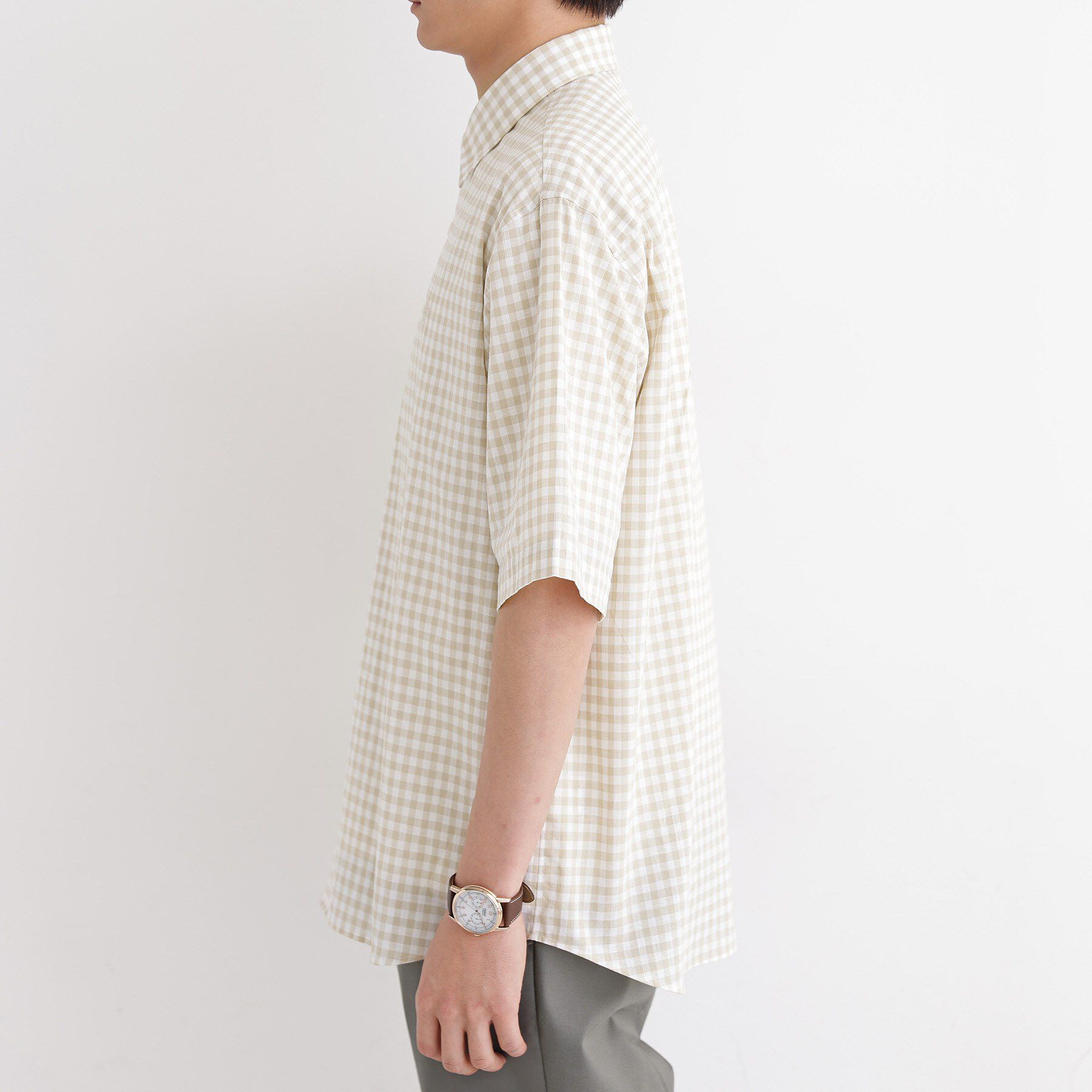 TAKEO KIKUCHI「【LIMITED】ワンポイント刺繍 綿麻チェック 半袖シャツ」|シャツ・ブラウス|