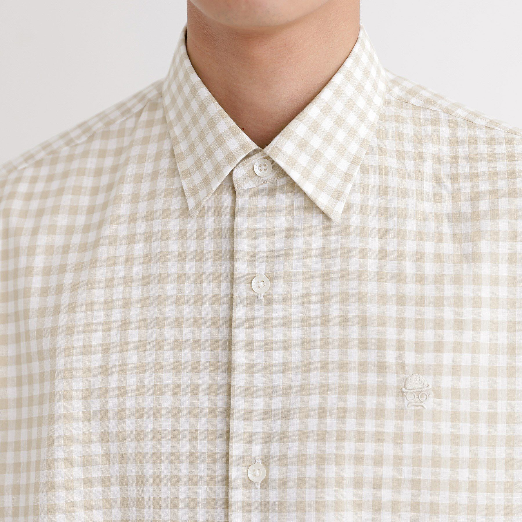 TAKEO KIKUCHI「【LIMITED】ワンポイント刺繍 綿麻チェック 半袖シャツ」|シャツ・ブラウス|