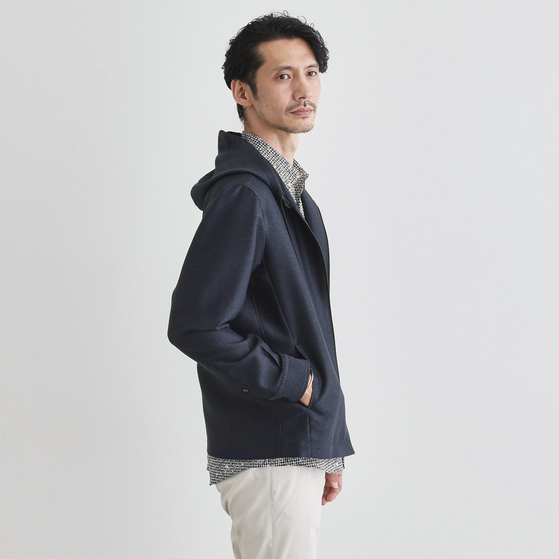 TAKEO KIKUCHI「【軽羽織】カラミ織り フード羽織りシャツ」|シャツ・ブラウス|