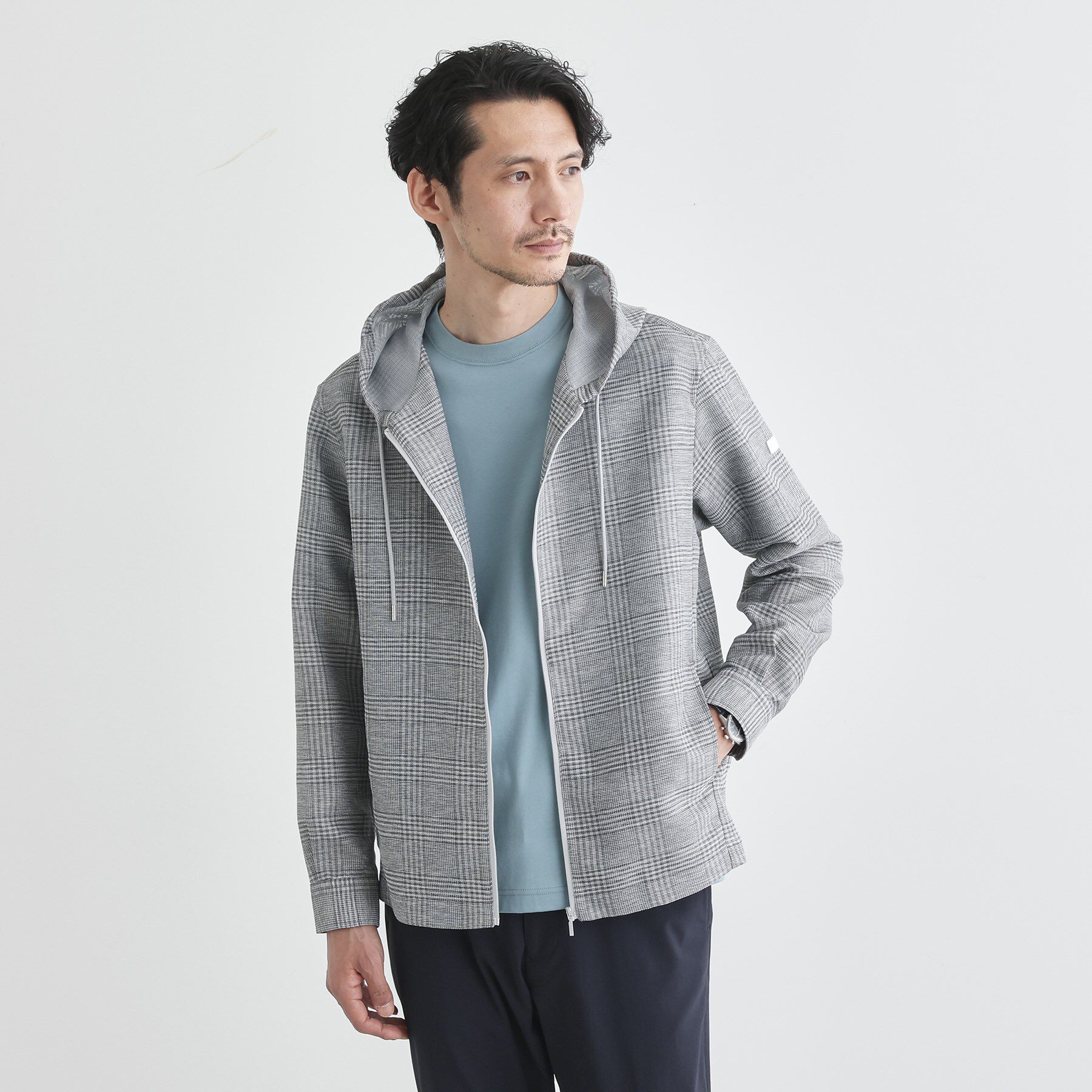 TAKEO KIKUCHI「【軽羽織】カラミ織り フード羽織りシャツ」|シャツ・ブラウス|ライトグレー(211