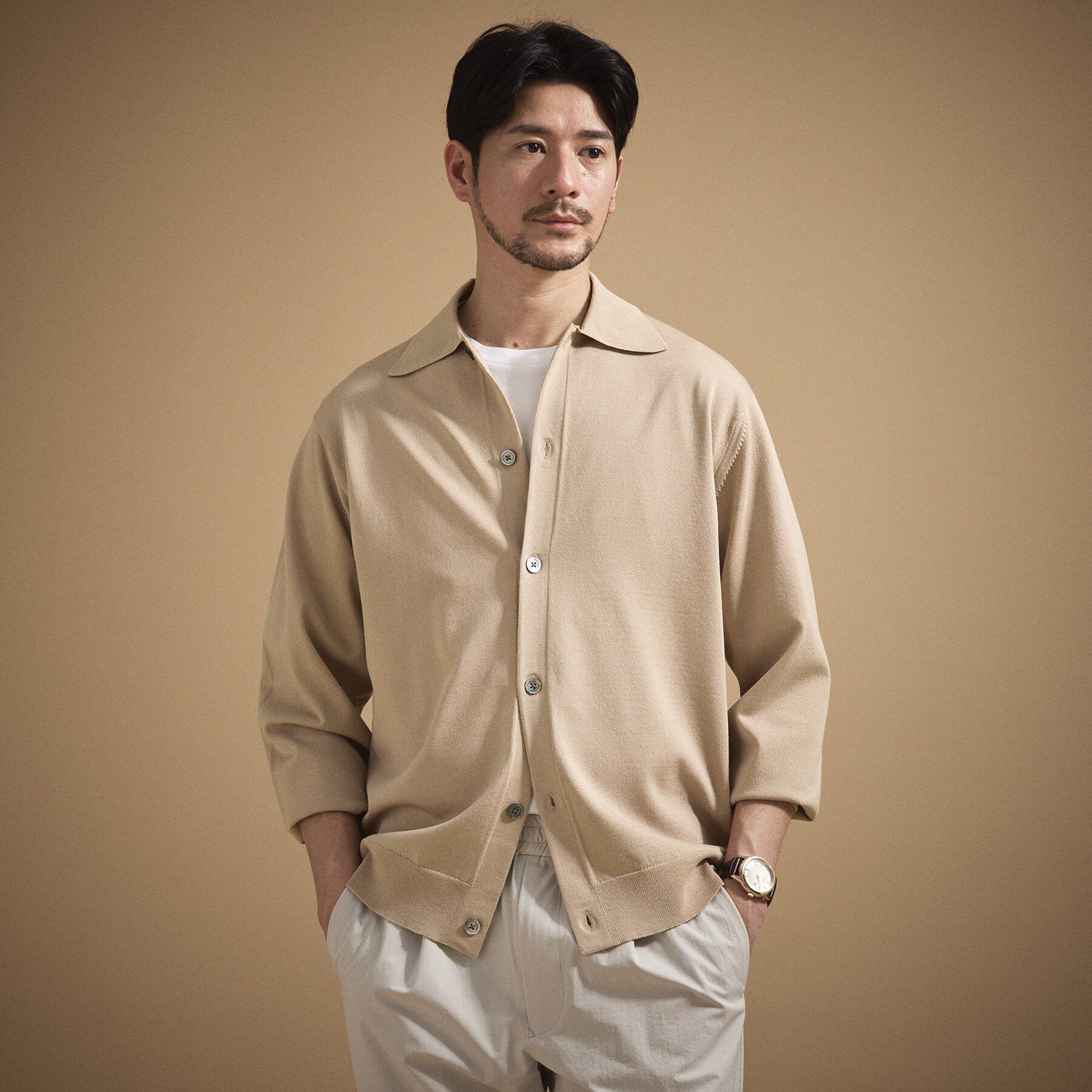 TAKEO KIKUCHI「ポロ ニットシャツ カーディガン」|カーディガン|