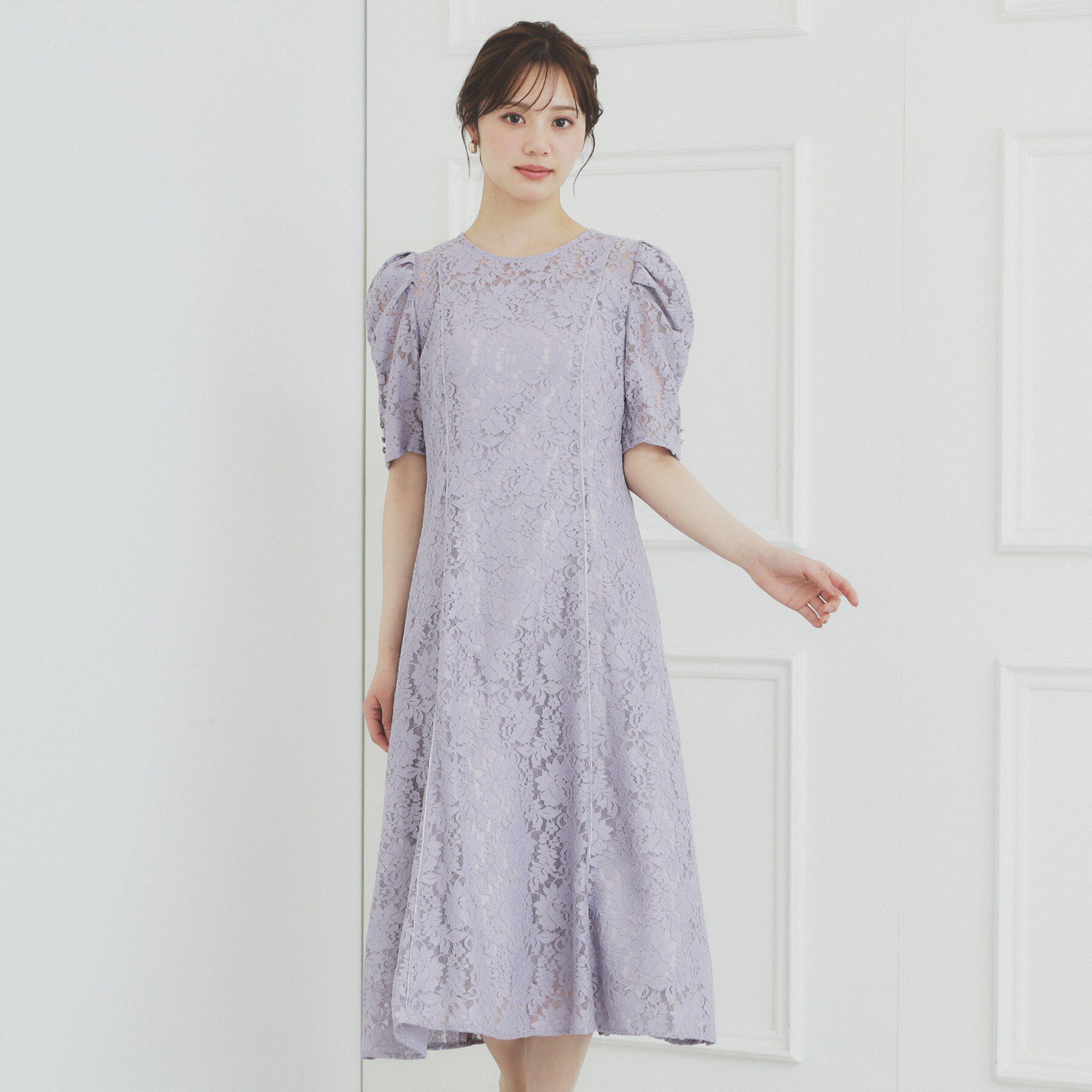 index「総レースギャザースリーブワンピース【洗濯機洗い可】」|ワンピース|