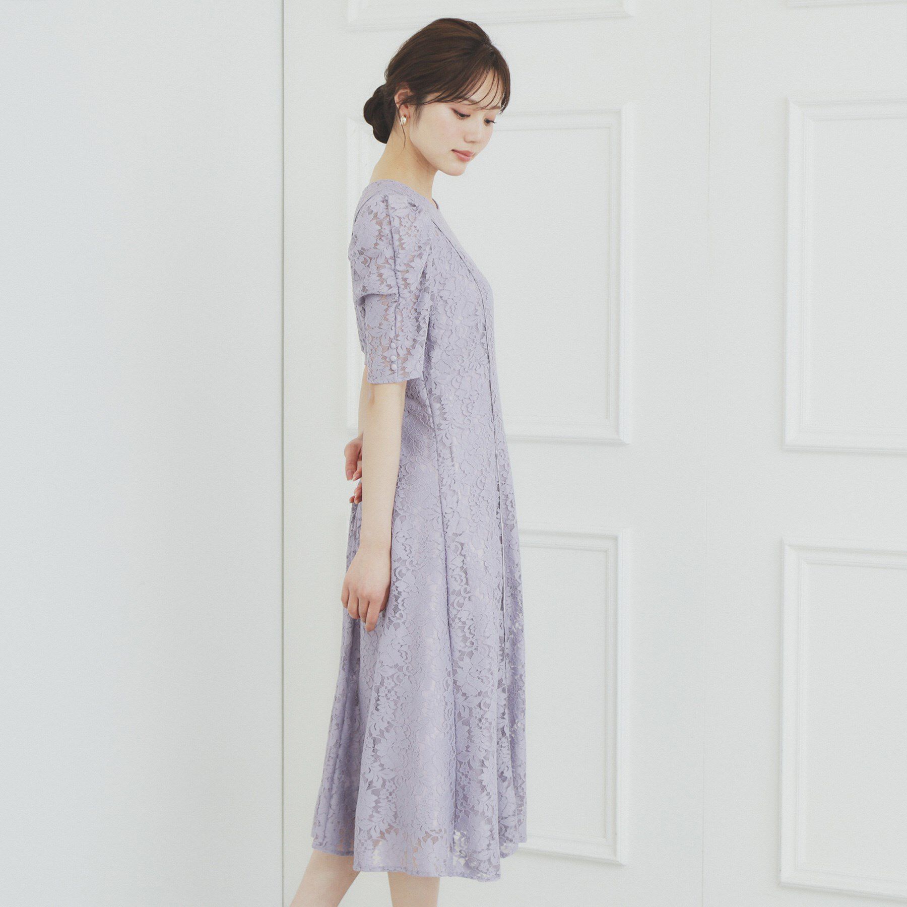 index「総レースギャザースリーブワンピース【洗濯機洗い可】」|ワンピース|