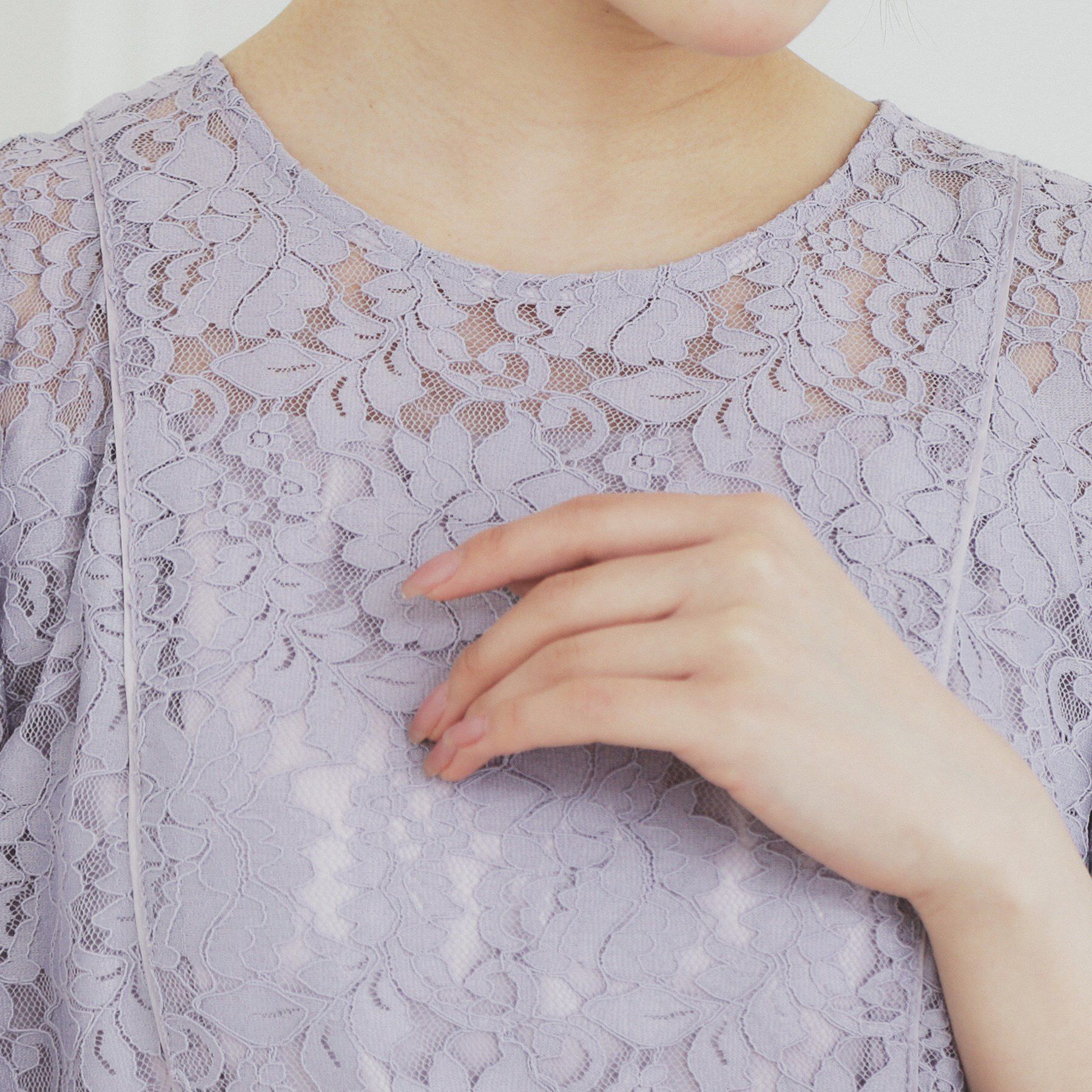 index「総レースギャザースリーブワンピース【洗濯機洗い可】」|ワンピース|