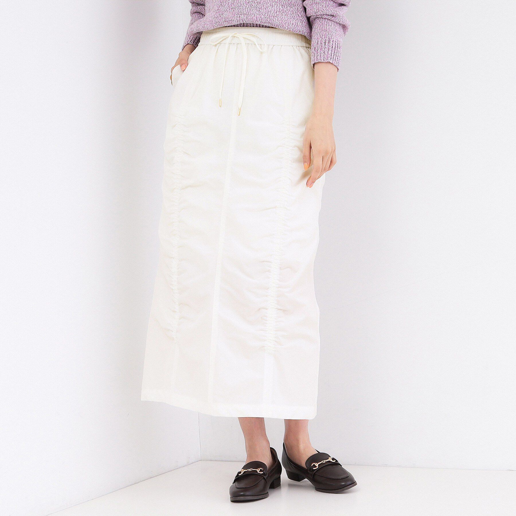 OPAQUE.CLIP「撥水シャーリングナロースカート【洗濯機OK/UVケア/花粉対応】」|スカート|オフホワイト(003