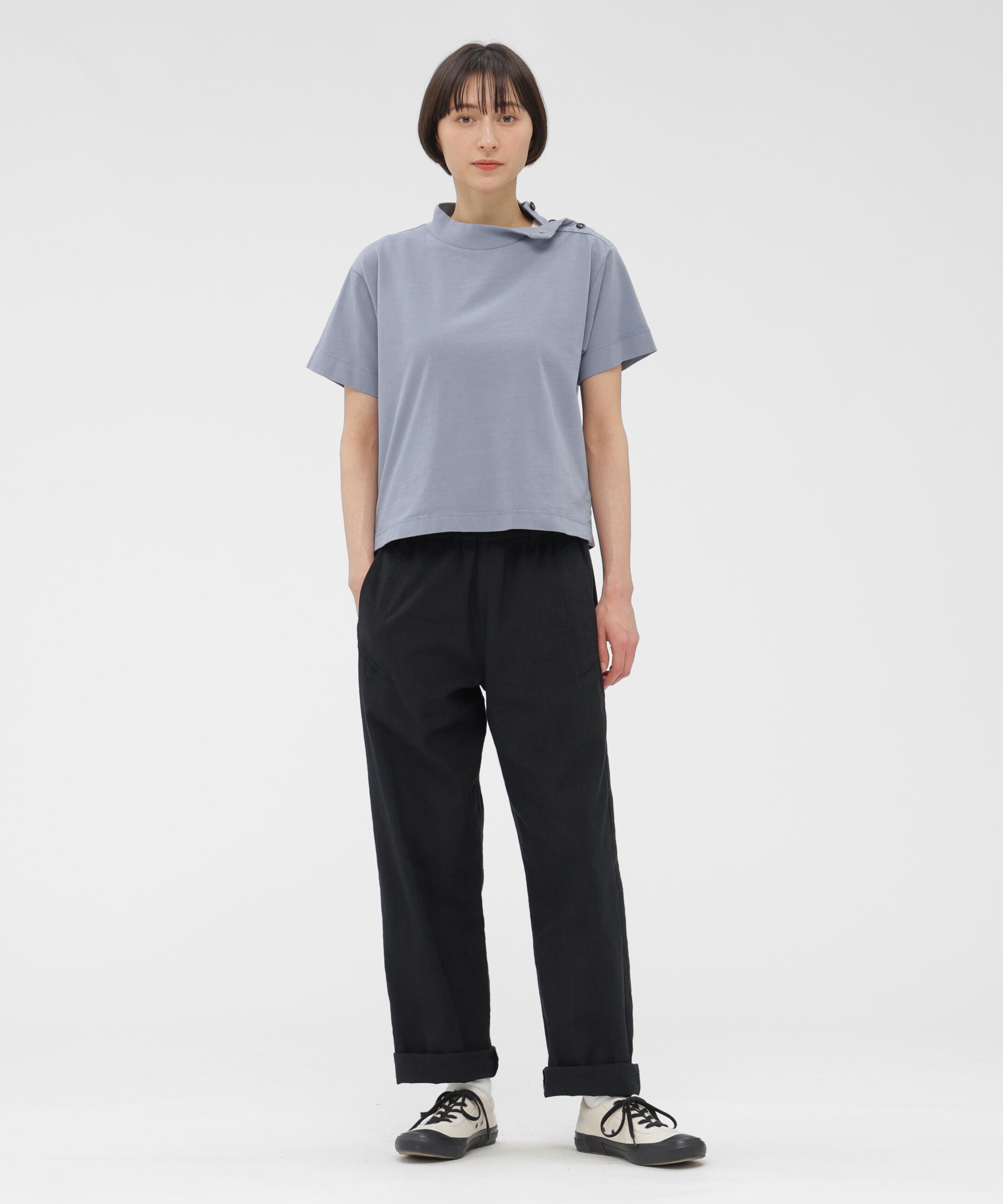 MHL.「GARMENT DYED TOUGH COTTON LINEN JERSEY TOP」|Tシャツ・カットソー|