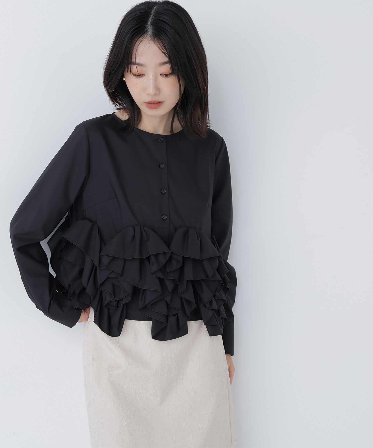  「ヘムデザインブラウス」|シャツ・ブラウス|