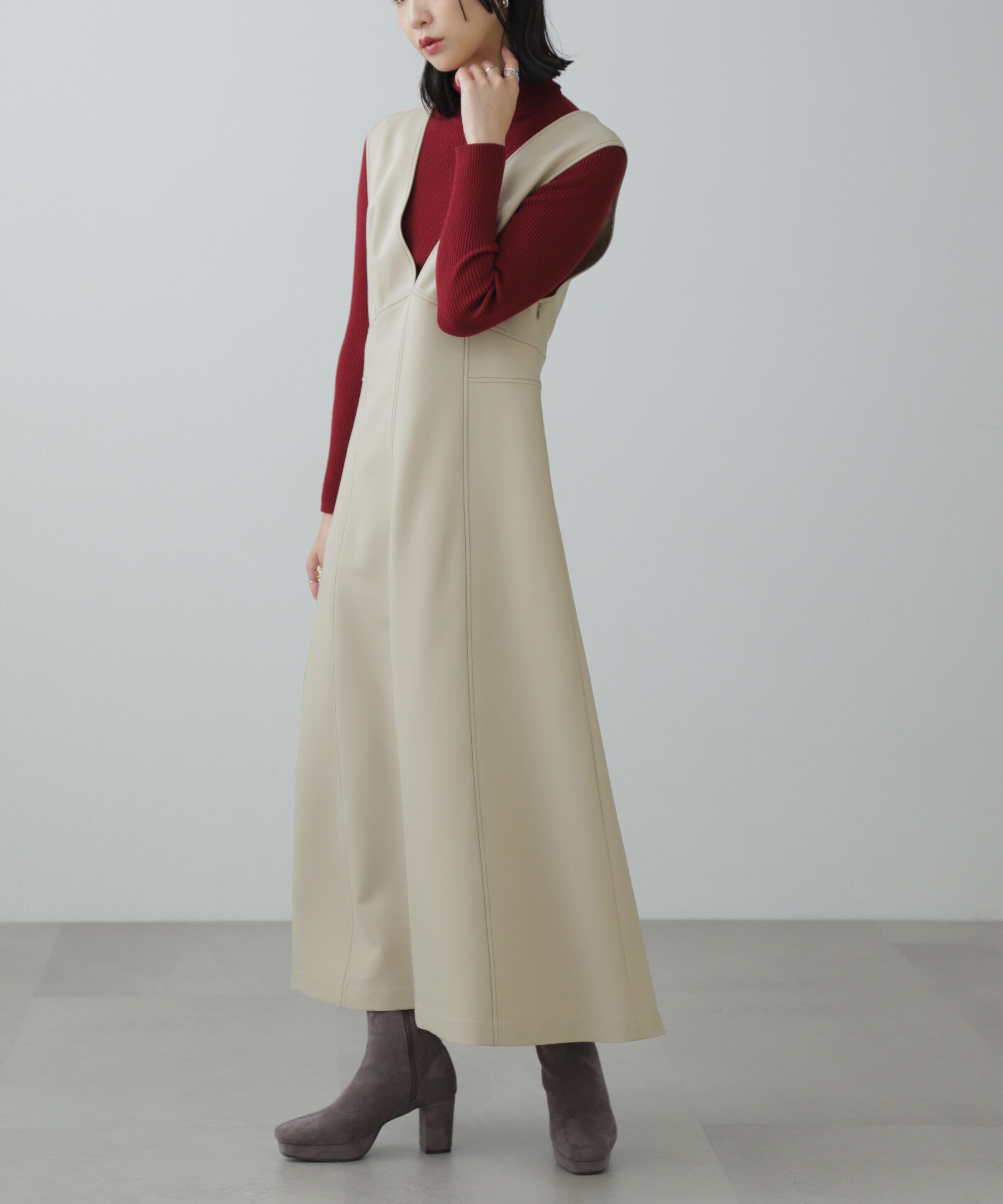  「配色ステッチジャンスカ」|ワンピース|