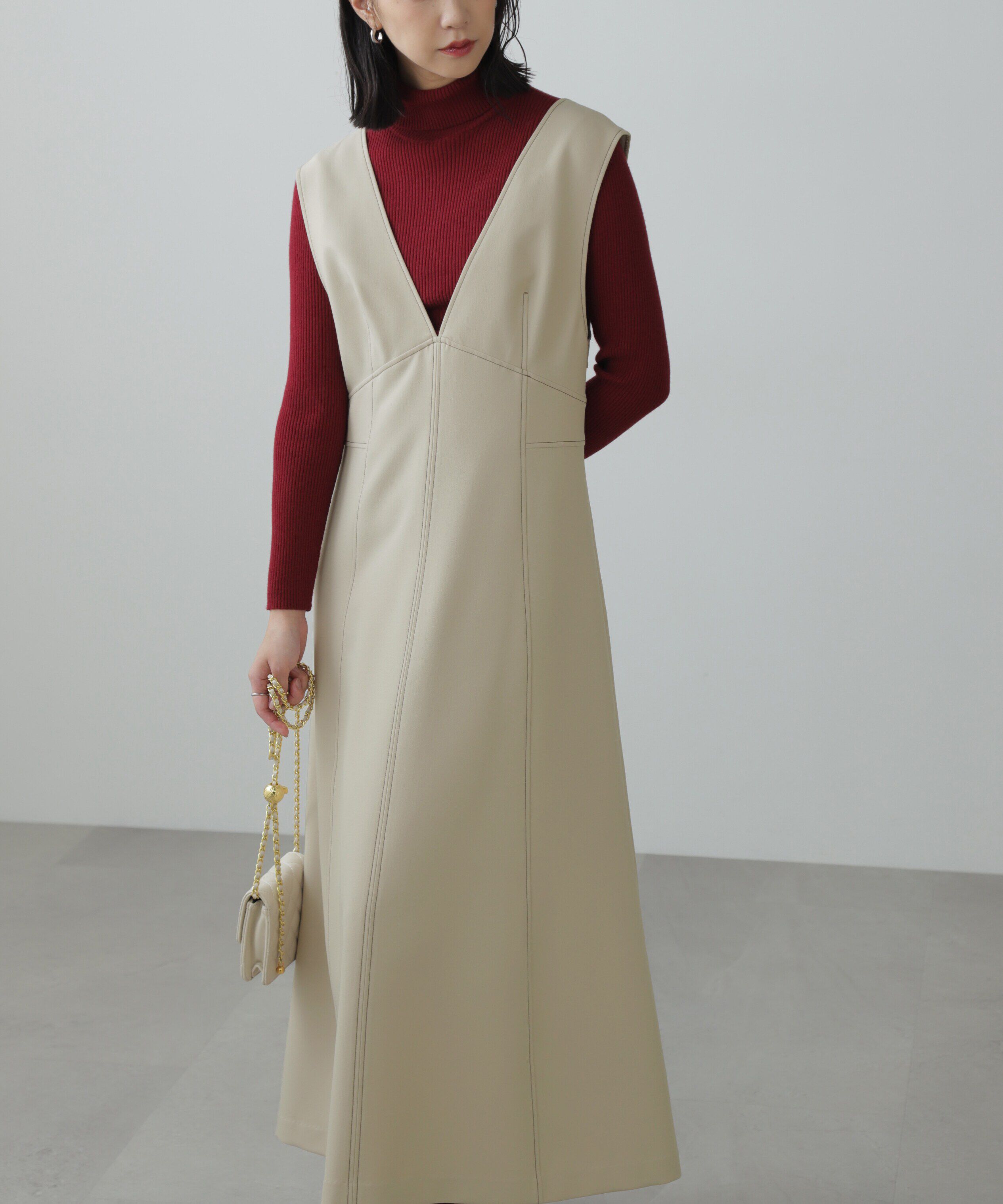  「配色ステッチジャンスカ」|ワンピース|