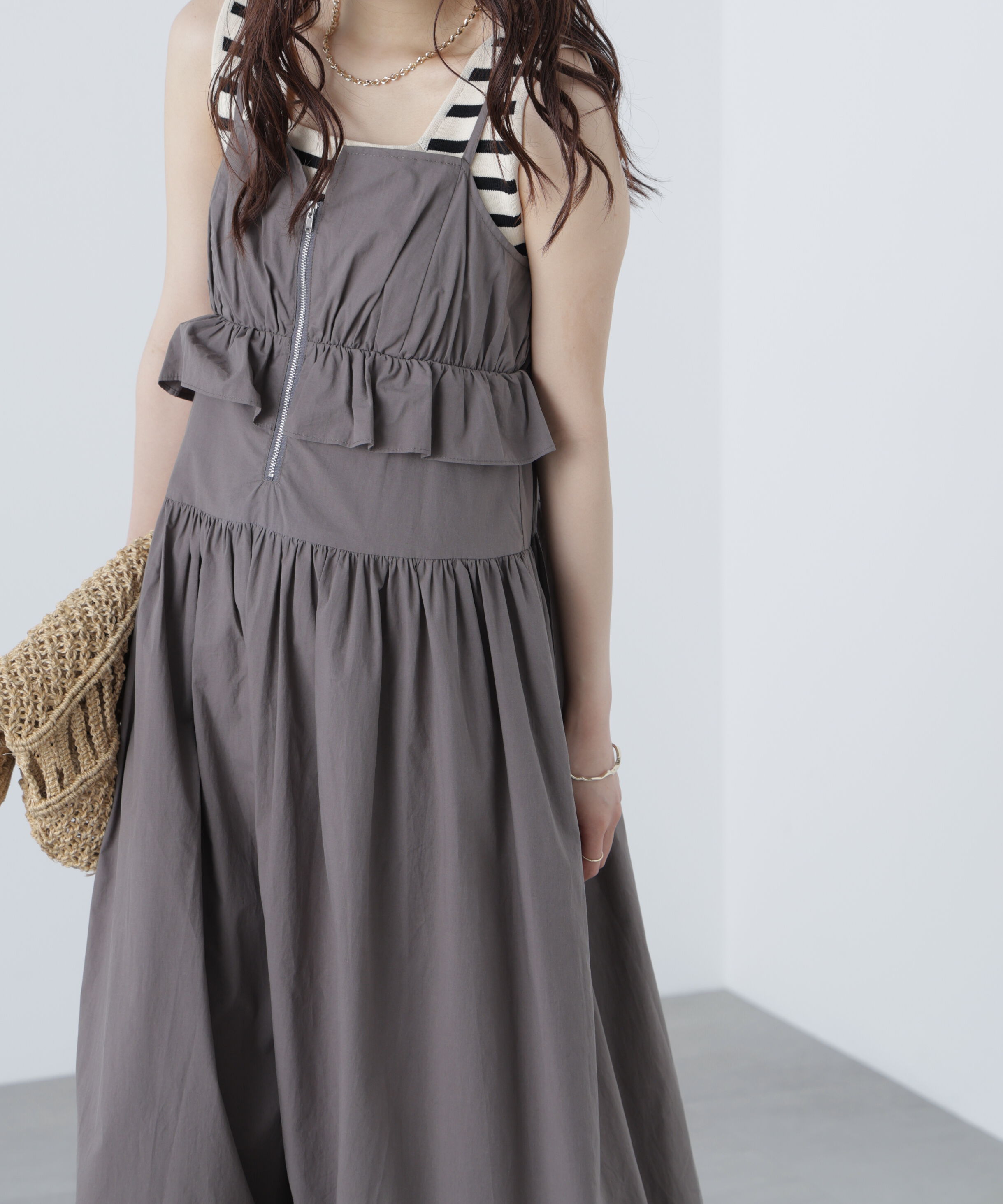  「ペプラムキャミティアードワンピース」|ワンピース|