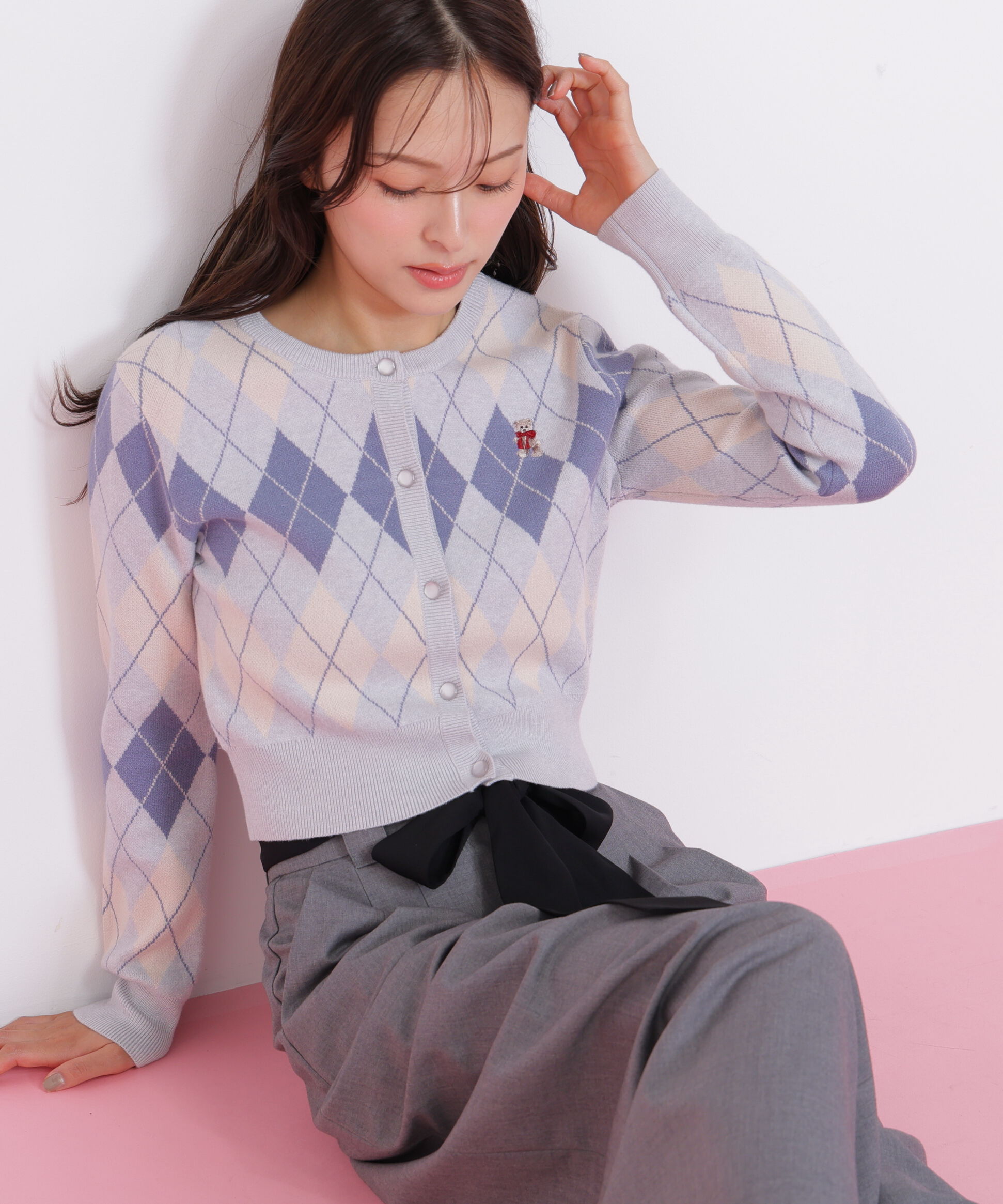  「＜ＢＥＡＲシリーズ＞アーガイルカーディガン」|ニット・セーター|