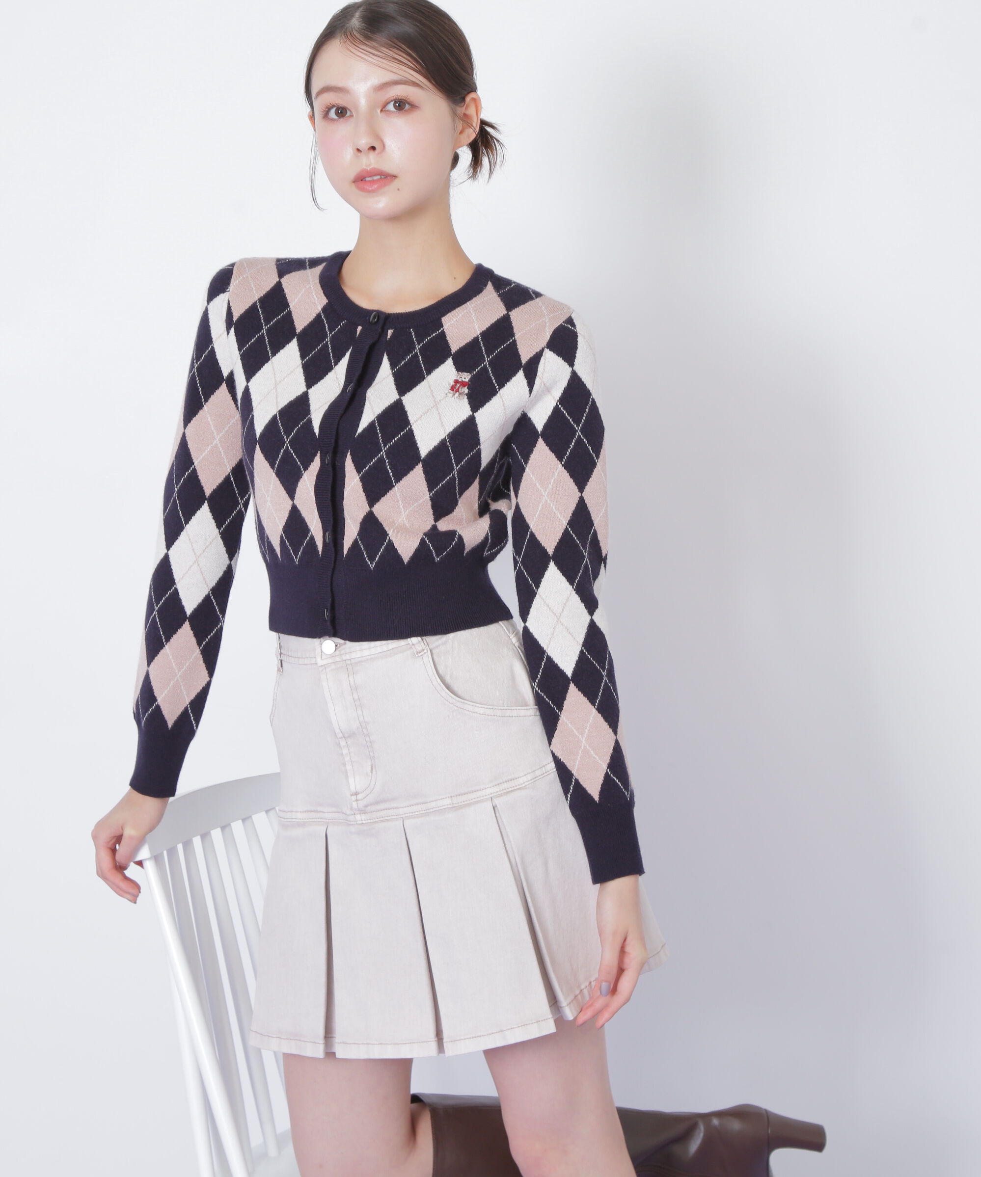  「＜ＢＥＡＲシリーズ＞アーガイルカーディガン」|ニット・セーター|