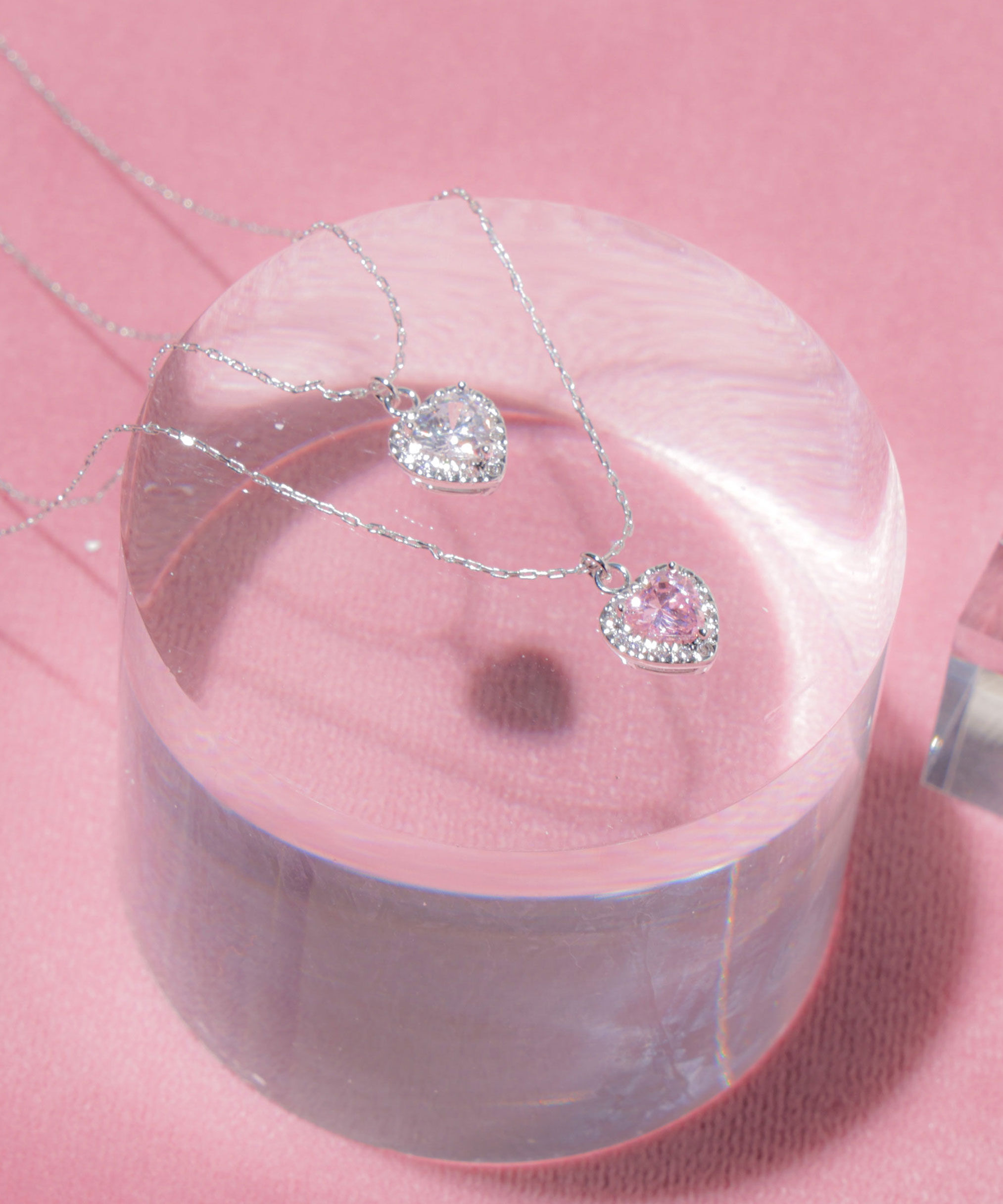  「Cubic プチハートネックレス」|その他|ピンク